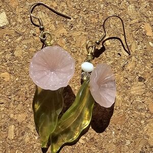 Pink Flower drop earrings